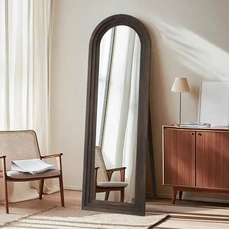 Miroir rustique cintré 64x21 - Cadre en bois massif. Comprend un support pour être adossé, accroché ou posé librement dans n'importe quelle pièce