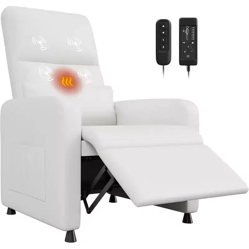 Fauteuil inclinable électrique avec massage, chaleur, poches de rangement et USB, fauteuil de cinéma maison en similicuir