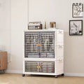 Portable Kids Wardrobe Closet with Lid & Wheels - Storage Cabinet with Doors for Children's Clothing & Costume Organization