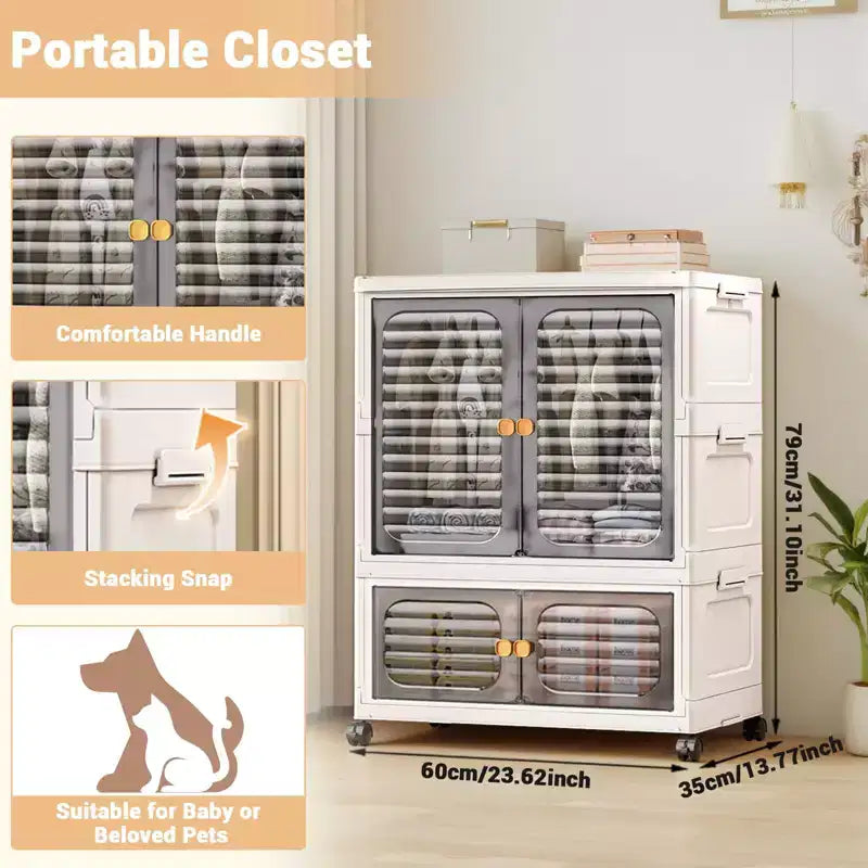 Armoire portable pour enfants avec couvercle et roulettes - Meuble de rangement avec portes pour vêtements et costumes d'enfants