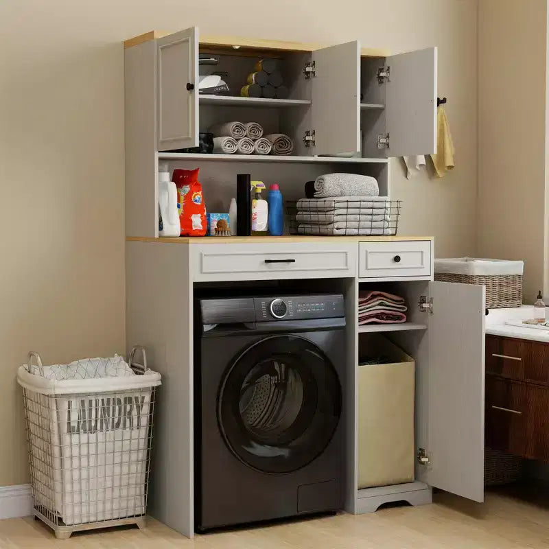41,34 po L x 23,54 po P x 71,65 po H Armoire à linge blanc antique avec étagères réglables