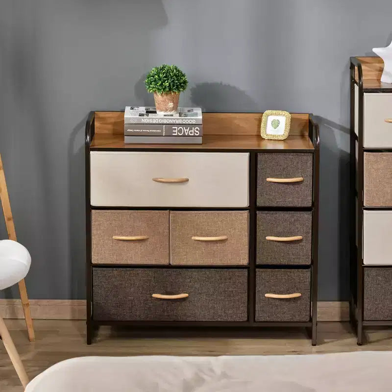 Organisateur de rangement à 3 niveaux pour chambre et entrée, commode à 7 tiroirs avec cadre en acier pour chambre