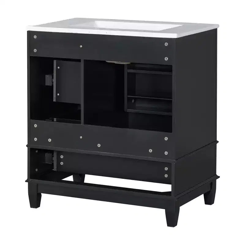 Meuble sous-vasque 30", Meuble de salle de bain avec tiroirs et étagère, Meuble sous-vasque simple