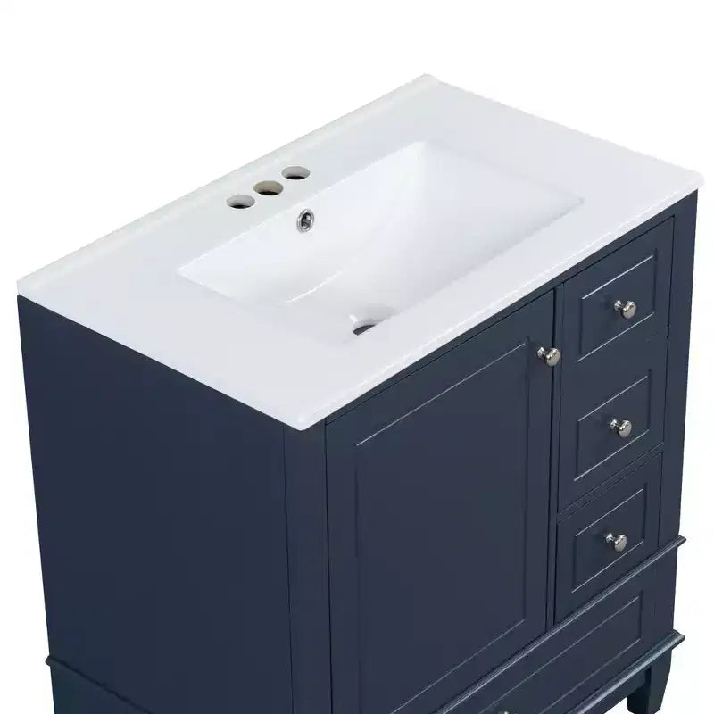 Meuble sous-vasque 30", Meuble de salle de bain avec tiroirs et étagère, Meuble sous-vasque simple