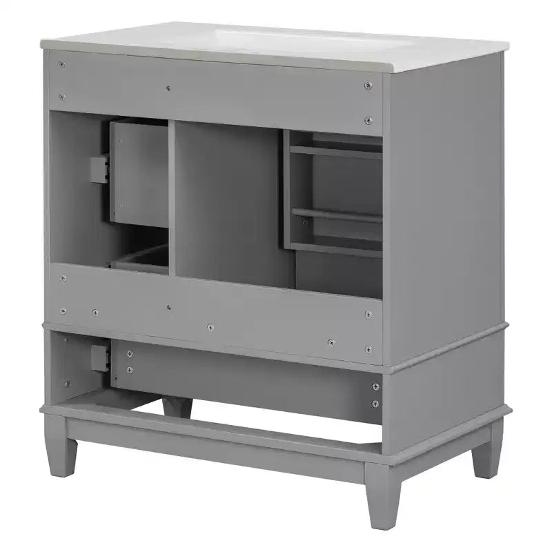 Meuble sous-vasque 30", Meuble de salle de bain avec tiroirs et étagère, Meuble sous-vasque simple