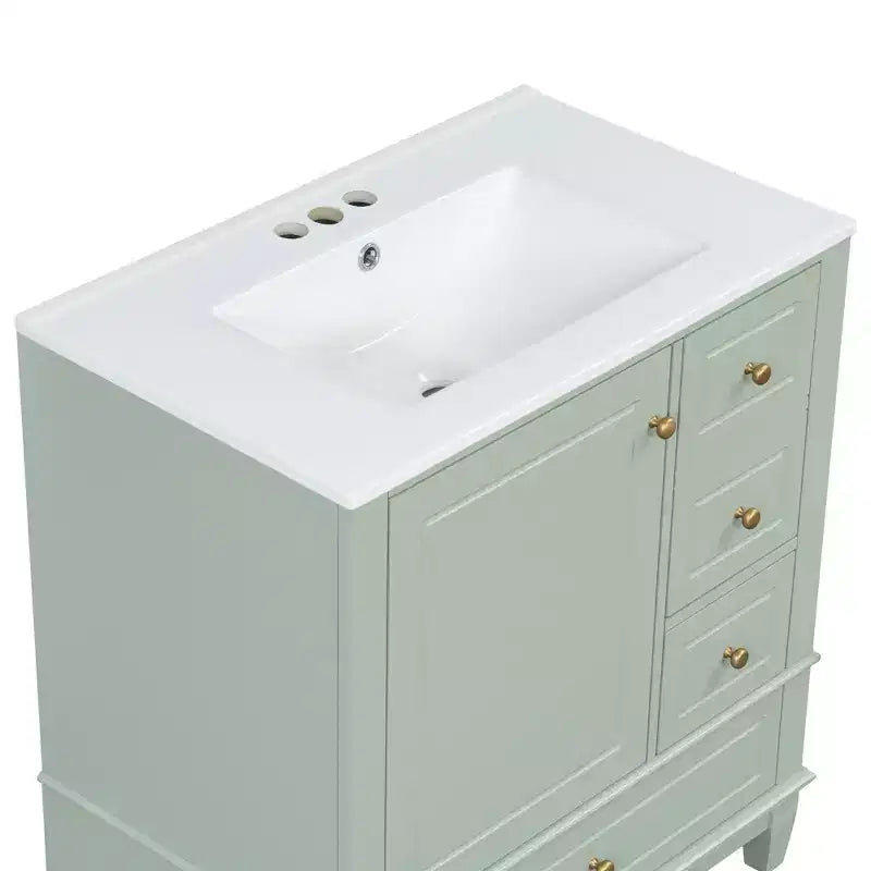 Meuble sous-vasque 30", Meuble de salle de bain avec tiroirs et étagère, Meuble sous-vasque simple