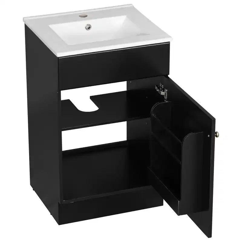 Ensemble meuble-lavabo 20" pour petite salle de bain, meuble de rangement de salle de bain avec étagère, meuble-lavabo à lavabo simple