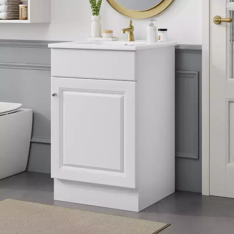 Ensemble meuble-lavabo 20" pour petite salle de bain, meuble de rangement de salle de bain avec étagère, meuble-lavabo à lavabo simple