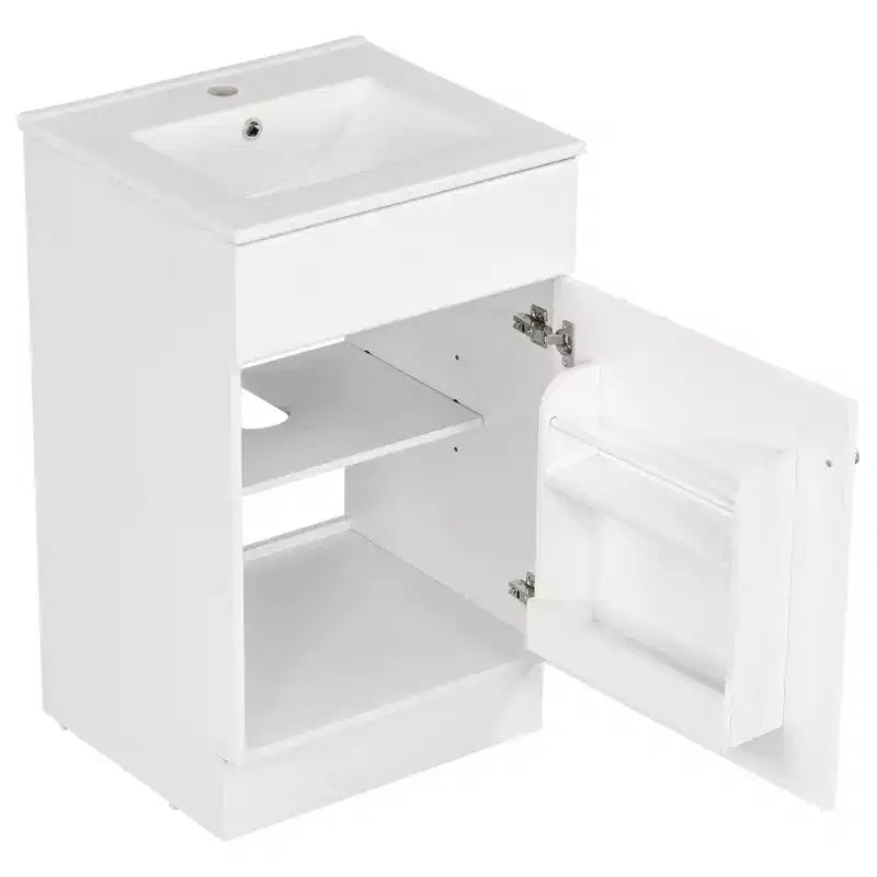 Ensemble meuble-lavabo 20" pour petite salle de bain, meuble de rangement de salle de bain avec étagère, meuble-lavabo à lavabo simple