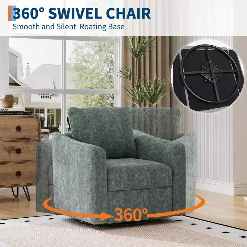 Fauteuil pivotant à 360°, design moderne avec dossier haut, fauteuil de lecture en lin pour salon