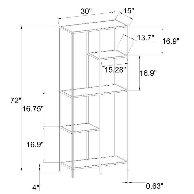 72 po 3 étagères en simili marbre et métal, bibliothèque dorée, présentoir de rangement contemporain