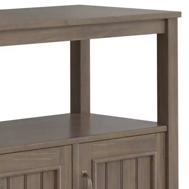 Console avec rangement marron fumé, table de canapé avec étagères fixes, cadre en pin