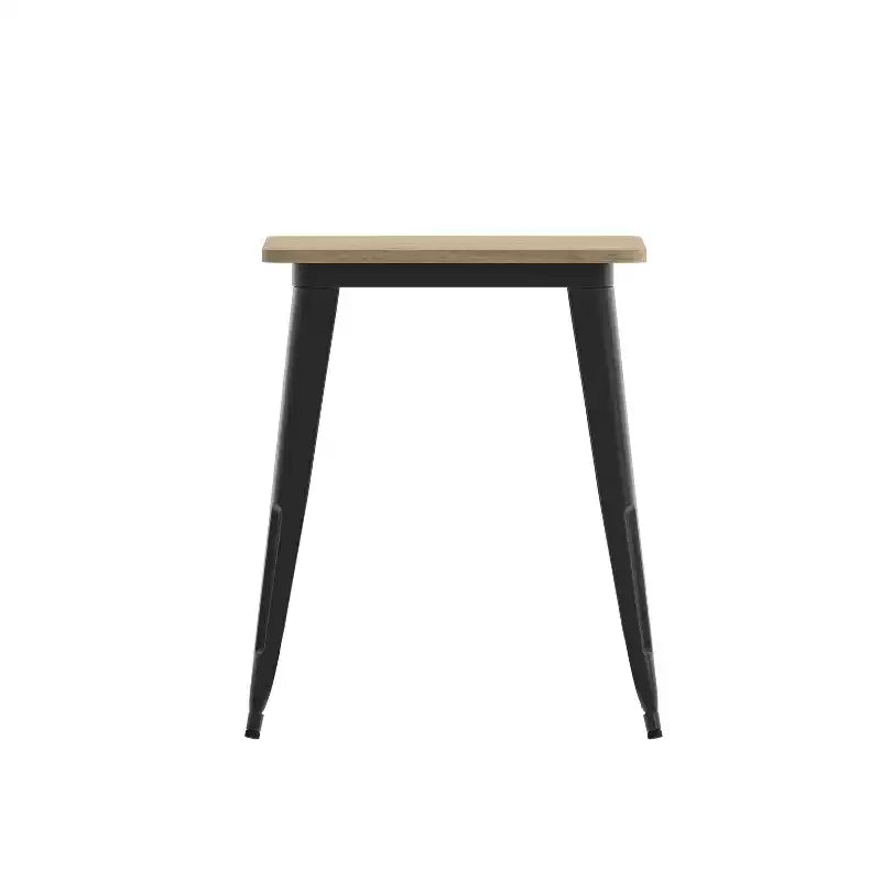 Table à manger intérieure/extérieure, plateau carré en polyrésine tout temps de 23,75 po avec base en acier
