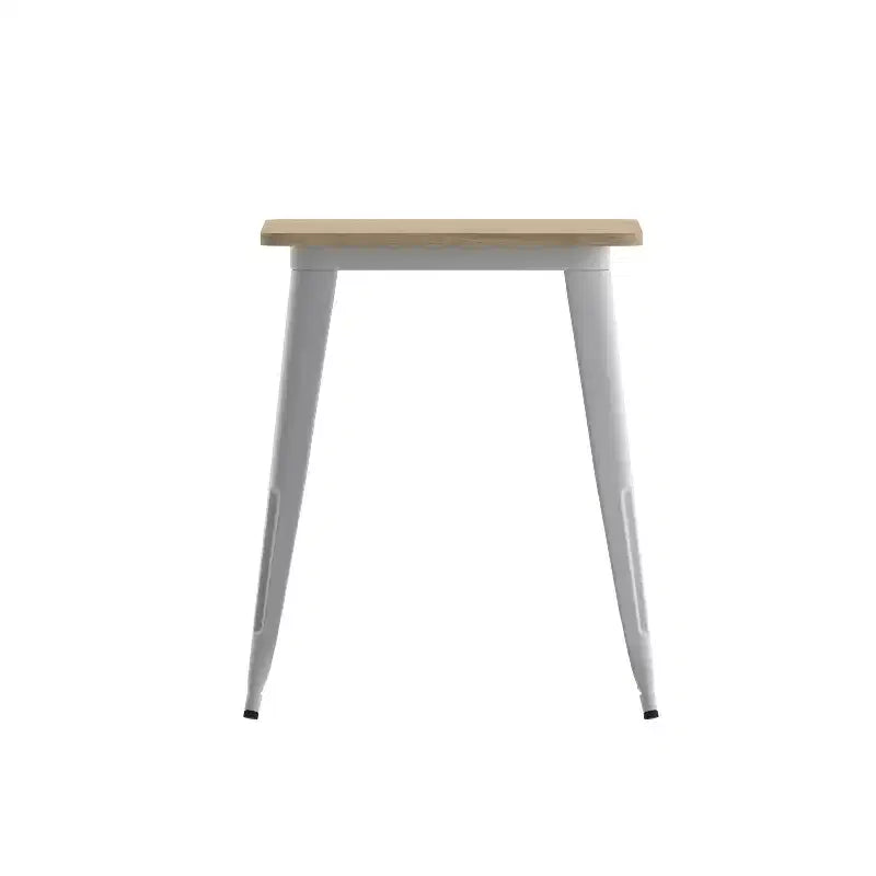 Table à manger intérieure/extérieure, plateau carré en polyrésine tout temps de 23,75 po avec base en acier