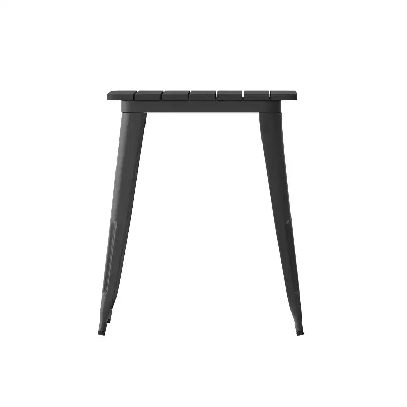 Table à manger intérieure/extérieure, plateau carré en polyrésine tout temps de 23,75 po avec base en acier