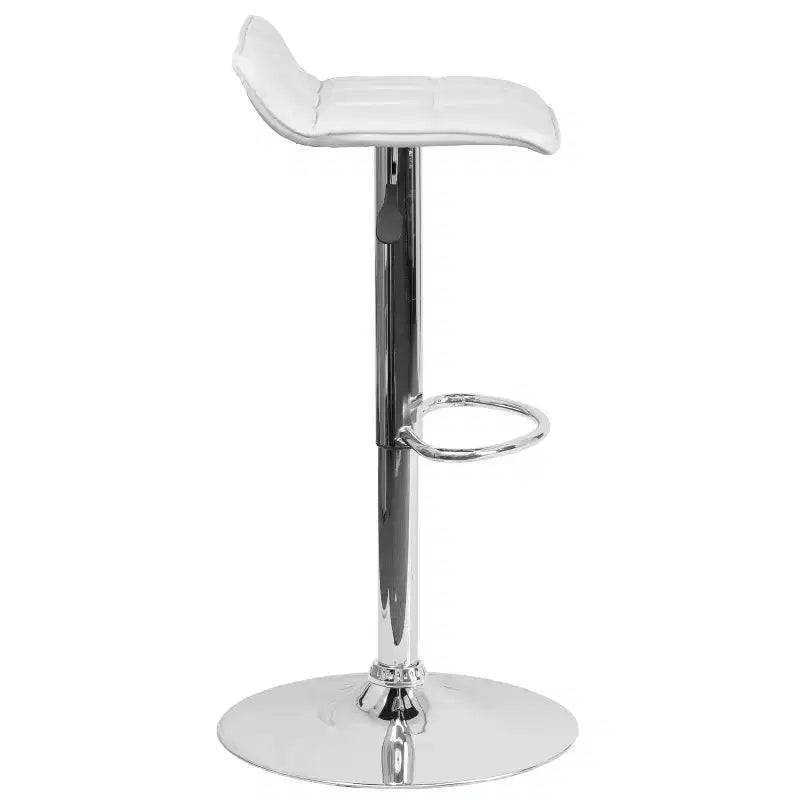 Lot de 2 tabourets de bar contemporains réglables en hauteur, en vinyle, avec assise matelassée ondulée et base chromée