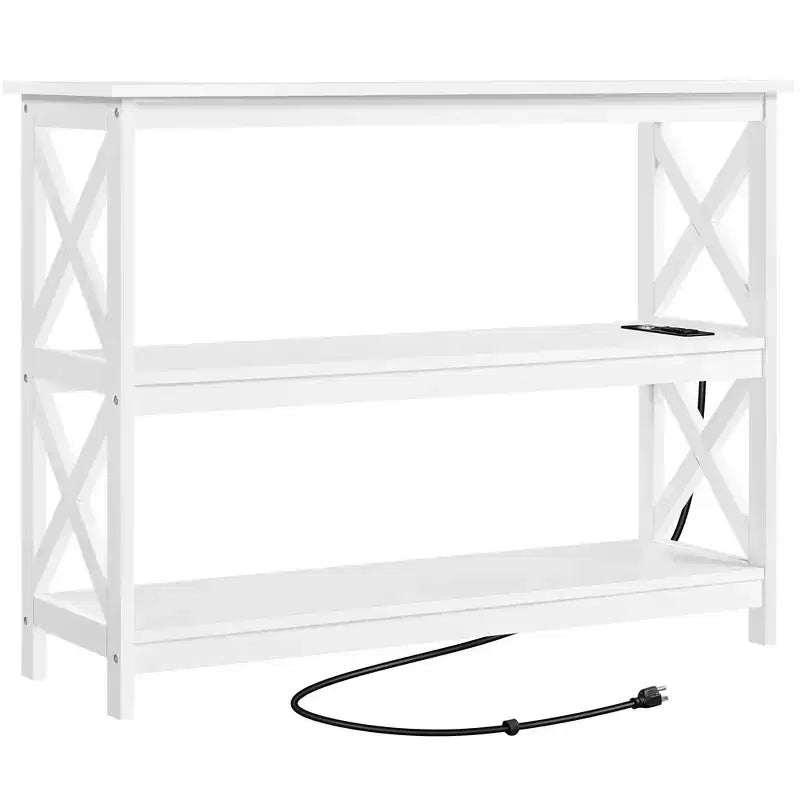 Table console en bois à 3 niveaux avec prise de courant pour entrée