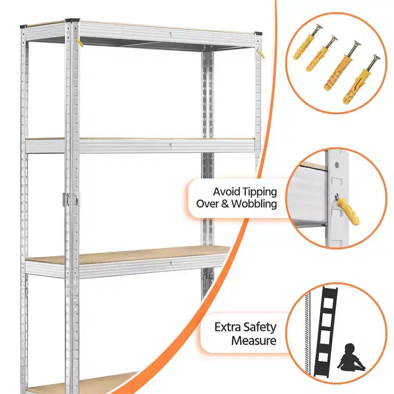 Lot de 2 étagères de rangement métalliques à 5 niveaux, réglables