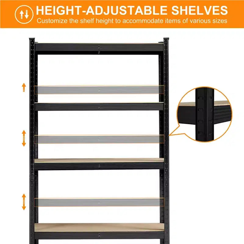 Lot de 2 étagères de rangement métalliques à 5 niveaux, réglables