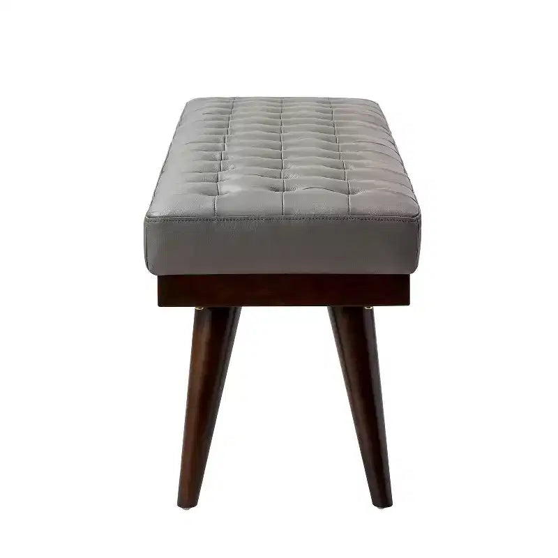 Banc de chambre en cuir véritable style moderne du milieu du siècle